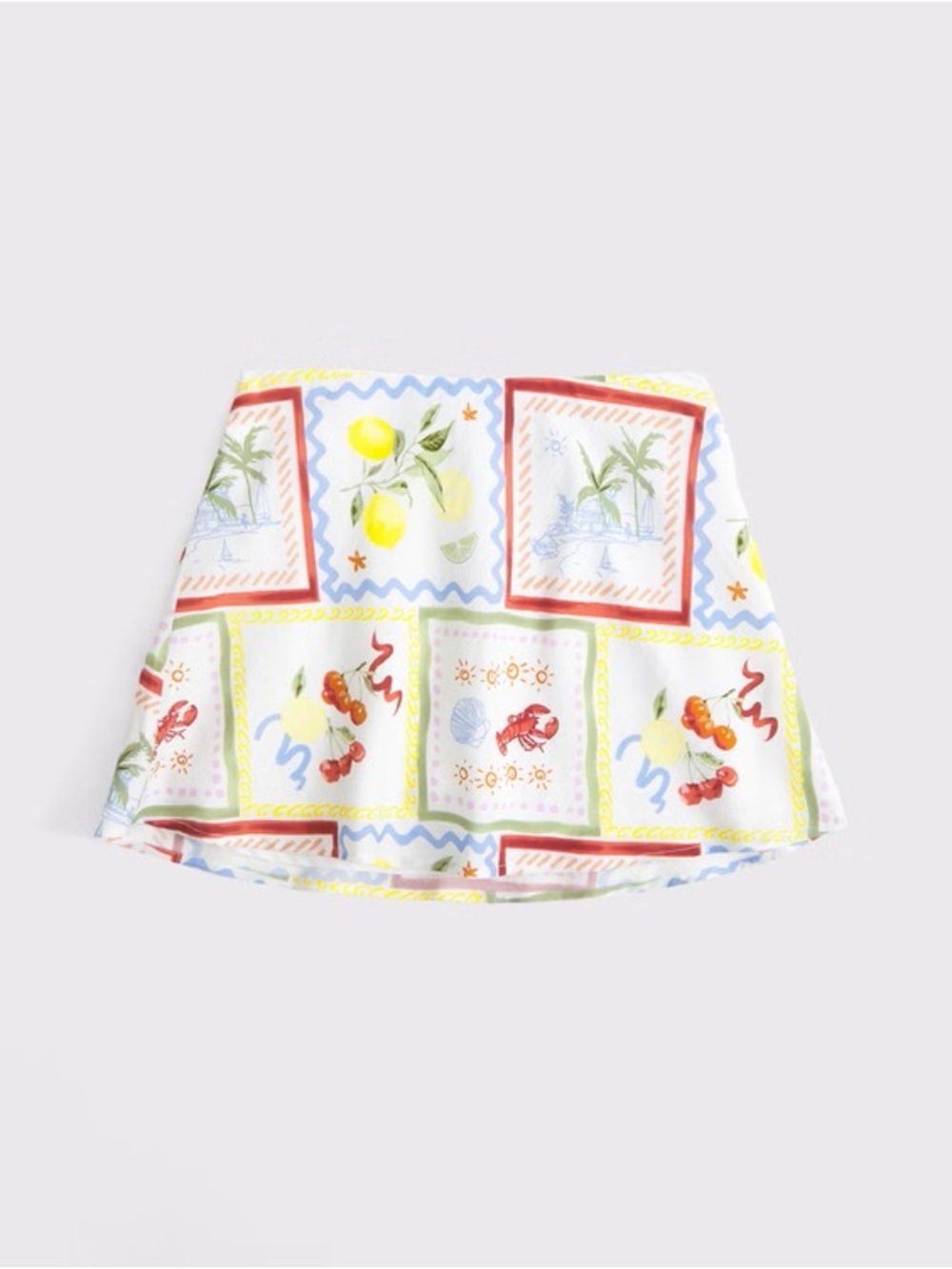 Abercrombie & Fitch White Mini Skirt with Multicolor Floral Print